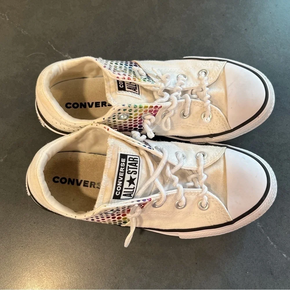 Converse All Star Y1 white rainbow glitter sneakers
